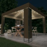 VidaXL Pavilion cu acoperiș dublu &amp; lumini LED, gri taupe, 3x3x2,7m