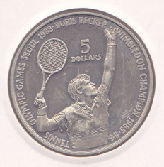 Moneda Niue 5 Dolari 1987 - KM#1 UNC ( Jocurile Olimpice Seul - Boris Becker ) foto