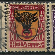 B0652 - Elvetia 1919 - Pro Juventute 3v.stampilat,serie completa