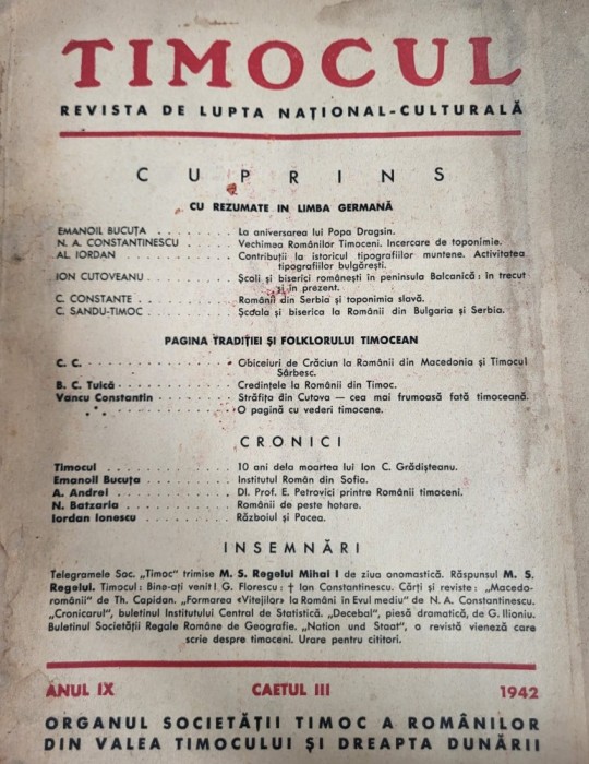 Timocul - Revista de lupta national-culturala caiet III 1942 (Valea ...