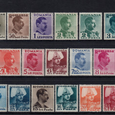 ROMANIA 1935 - 1940 LP 112 LP 140 CAROL II UZUALE DOUA SERII MNH