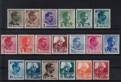 ROMANIA 1935 - 1940 LP 112 LP 140 CAROL II UZUALE DOUA SERII MNH foto