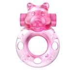 Inel de Penis cu Vibratii Bear Cock Ring, TPR, Roz