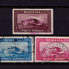 RO 1928 LP 80 "C.Raiu - Posta aeriana , filigran orizontal", serie stampilata