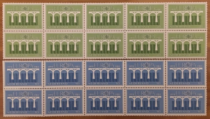 Netherlands 1984 10 x Europa CEPT in fold block Mi.1251-1252 MNH CC.014