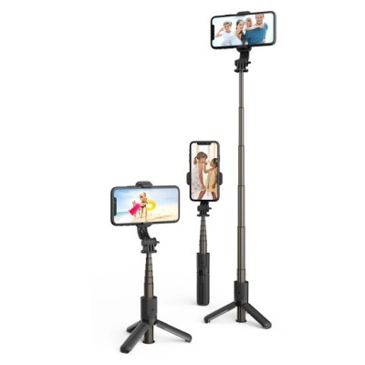 Selfie Stick cu Trepied si Telecomanda, 68cm, Mini - Techsuit (L10) - Black foto