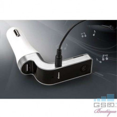 Incarcator Auto iPhone Samsung Huawei Univesal Cu Modulator FM Bluetooth G7 Argintiu foto