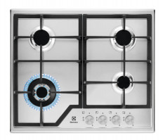 Plita Incorporabila Gaz Electrolux KGS6436SX 4 Arzatoare Gratare fonta Arzator Wok Inox foto