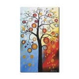 Tablou pictat manual, Copacul vietii, in armonie, 100x60cm ulei pe panza in relief efect 3D, Superb