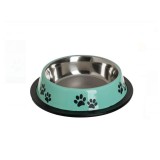 Bol din Otel Inoxidabil pentru Pisici si Caini de Talie Mica EMC ONSHOP&reg;, Antiderapant, Model Labute, Verde Menta, 235 ml
