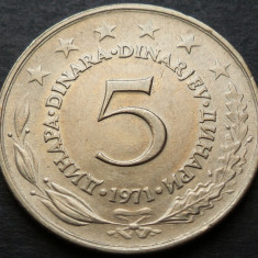 Moneda 5 DINARI / DINARA - RSF YUGOSLAVIA, anul 1971 *cod 2882 B = A.UNC