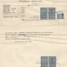 *România, Atlanta Industria Textilă S.A. Timişoara, chitanţe 2, 1939-1940