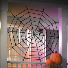 Pânză de păianjen din pluș - decor de Halloween - 200 cm - negru