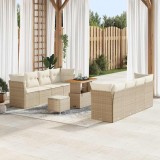 vidaXL Set canapea grădină , 11 piese, cu perne, din rattan sintetic, acacia.