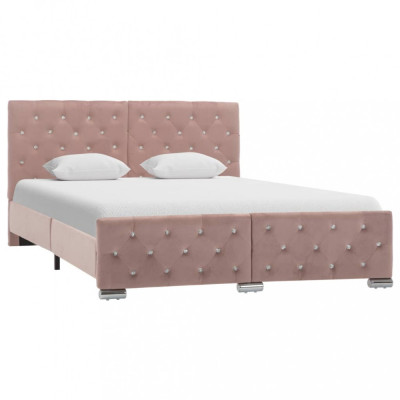 vidaXL Cadru de pat, roz, 140 x 200 cm, catifea foto