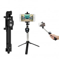 Bat Suport Telefon pentru Selfie Stick Trepied cu Telecomanda Bluetooth, Rotire 360 Grade, Compatibil Android si iOS foto