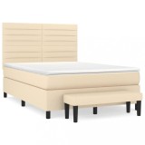 Cumpara ieftin Pat box spring cu saltea, crem, 140x200 cm, textil