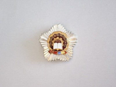 QW9 L 50 - Insigna - tematica comunism - Fruntas in intrecere - 1976 foto