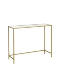 Cumpara ieftin Consola din sticla securizata, Vasagle, 1 raft, 35 x 100 x 80 cm, LGT26G, Auriu