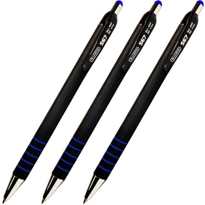 Pixuri AIHAO, 24 Buc/Set, Varf 0.7 mm, Scriere Albastra, Retractabil, Corp Plastic Albastru/Negru, Pixuri AIHAO 567, Pixuri Scoala, Pixuri Albastre, P
