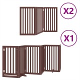 Cumpara ieftin Poarta caini pliabila cu usa 12 panouri maro 600 cm, lemn plop