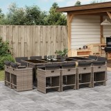 Set mobilier de grădină cu perne, 13 piese, gri, poliratan
