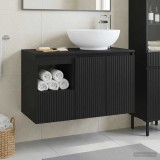 Cumpara ieftin Set dulap baie 2 buc. Negru 79,5 x 44,5 x 80 cm Lemn prelucrat