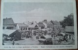 Carte postala, Ocna Mures, strada Regele Ferdinand cu targul saptamanal si Primaria, 1920