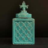 Vază decorativă din ceramică turcoaz cu capac &ndash; China