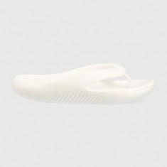 Crocs șlapi Mellow Flip femei, culoarea alb, cu toc plat, 208437