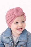 Caciulita roz pudra tip turban pentru fetite (Marime Disponibila: 3-6 luni)
