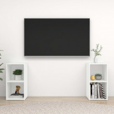 Dulapuri TV, 2 buc., alb, 72x35x36,5 cm, lemn prelucrat foto