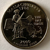 AMERICA QUARTER 1/4 DOLLAR 2000 LITERA D. (Massachusett-Statuia Minuteman), BU, America de Nord, Cupru-Nichel