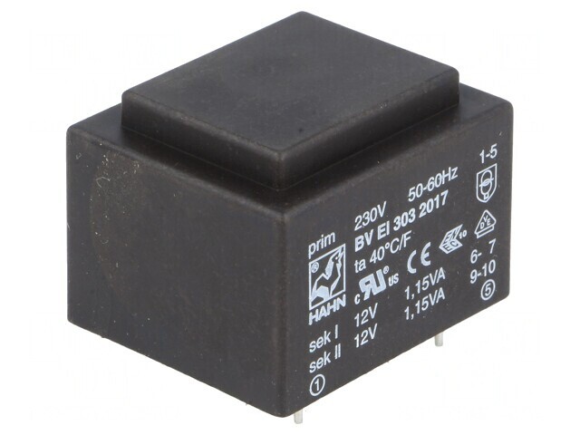 Transformator &icirc;ncapsulat 2,3VA 230V 12V PCB