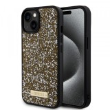 Husa pentru Apple iPhone 15, Guess, Rhinestone Metal Logo, Galbena