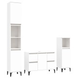 Cumpara ieftin Set mobilier de baie, 3 piese, alb, lemn compozit