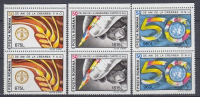 1995 LP 1373 - 75 DE ANI DE LA INFIINTAREA O.N.U. PERECHE SERII MNH foto
