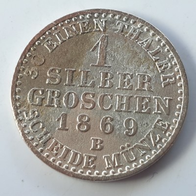 Germania Prusia 1 groschen 1869 B / Hanover William l foto