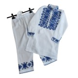 Cumpara ieftin Compleu Traditional Alb pentru Baieti cu Motiv Geometric Rosu - IMS27A