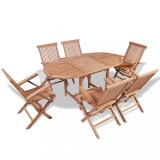 vidaXL Set mobilier de exterior, 7 piese, lemn masiv de tec