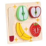 Set Fructe si Cutit, de Lemn, pentru Copii