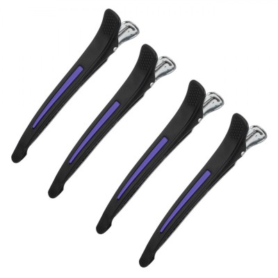 Clame Păr Coafor, Model Profesionale, Set 4 Buc, Culoare Negru și Mov, Material Plastic, Lungime 11cm foto