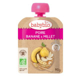 Piure Pouch de pere, banane și mei, 90 gr, Babybio