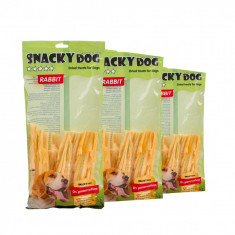Pachet 3 x Recompensa pentru caini Snacky Dog Piele de Iepure Bogata in Proteine ? 300 g foto
