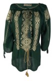 Bluza tip ie dama B23, verde/auriu , marimea 3XL