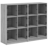 Cumpara ieftin Biblioteca cu usi gri sonoma 136x37x109 cm lemn compozit