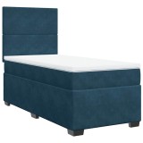 Cumpara ieftin Pat box spring cu saltea, albastru, 90x200 cm, catifea