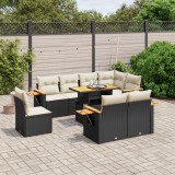 Cumpara ieftin Set mobilier de grădină cu perne, 9 piese, negru, poliratan
