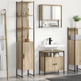 vidaXL Set de mobilier pentru baie cu raft Pe perete cu depozitare cu ușă 3 pcs Stejar sonoma
