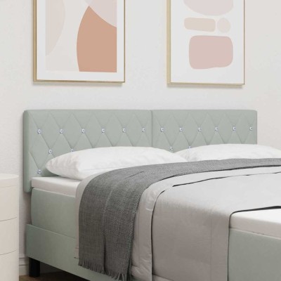 vidaXL Tăblie LED cu lumini cu bandă LED Gri deschis 80 cm Catifea 3338065 foto